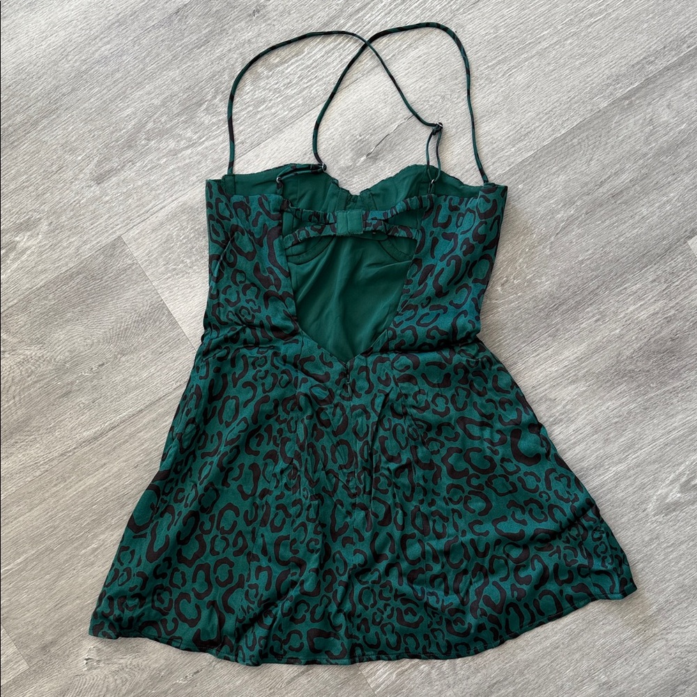 For Love And Lemons Green Leopard Mini Dress - Picture 4 of 4